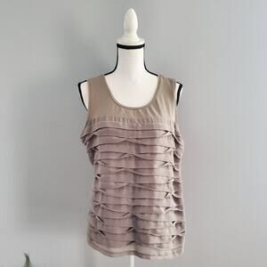 Ann Taylor Factory Sleeveless Tiered Tan Top XL
